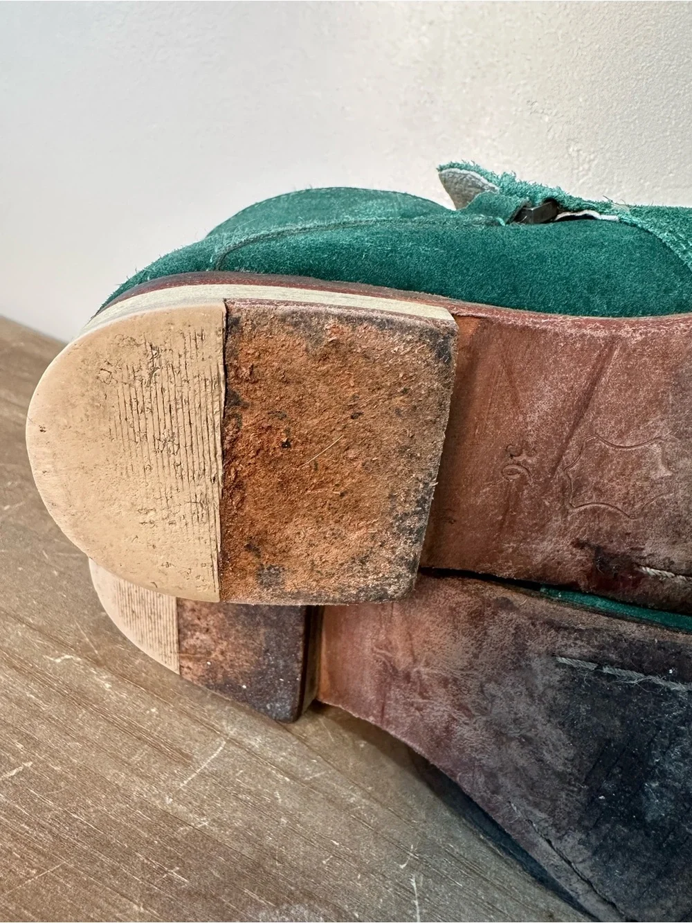 Free people emerald green suede booties Sz6